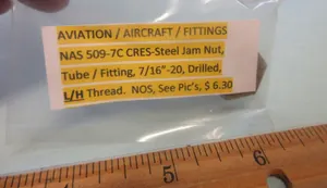 NAS 509-7C CRES Steel Jam NUT Tube /Fitting 7/16"-20 Drilled L/H Thread Aviation